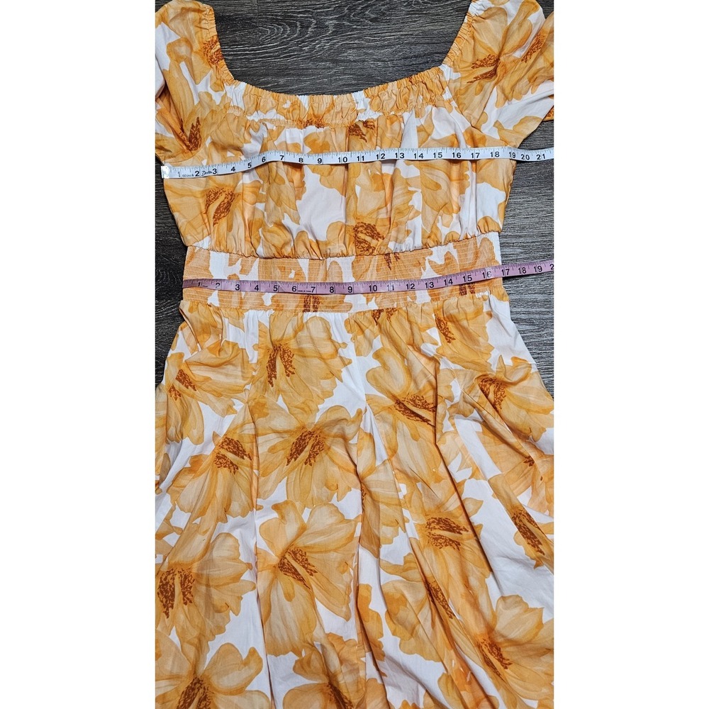 INC International Women's Orange Floral Smocked Cotton Midi Dress Size XL - Picture 6 of 10